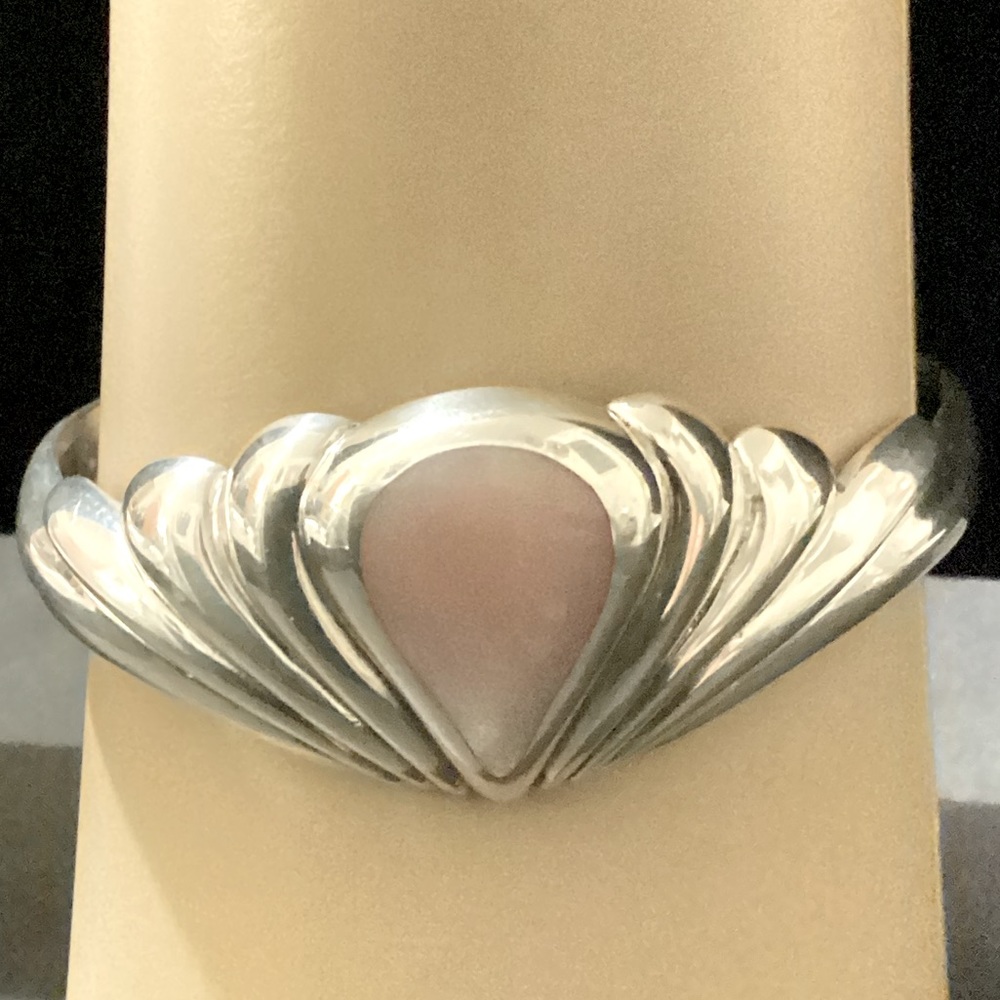 KBN (Kabana) vintage sterling cuff bracelet with pink stone